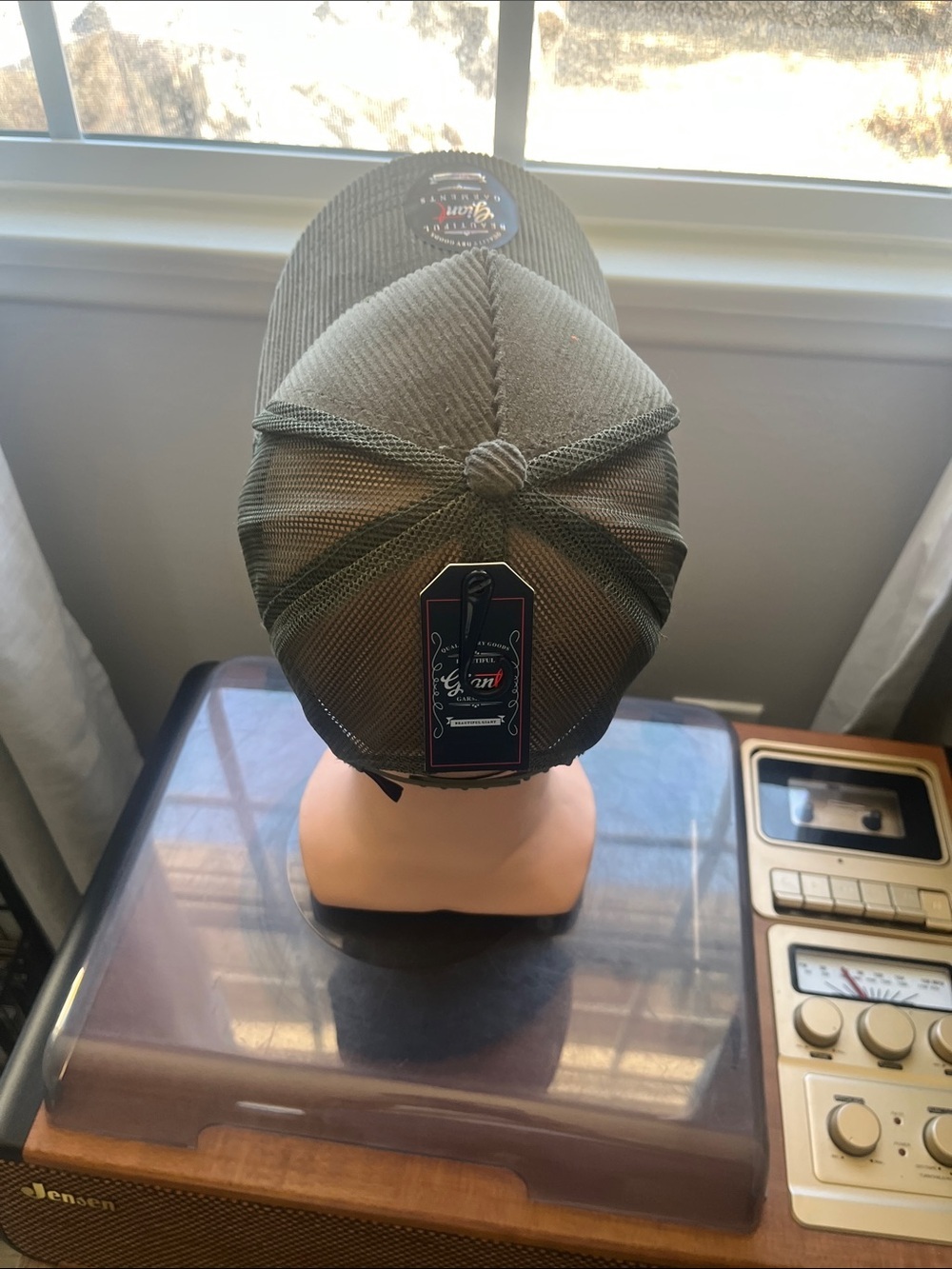 Grey Ribbed Baseball Cap with Chevron Patch - Picture 4 of 4